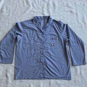 Sanrio Blue Button Down Shirt Hello Kitty Embroidery Size L
